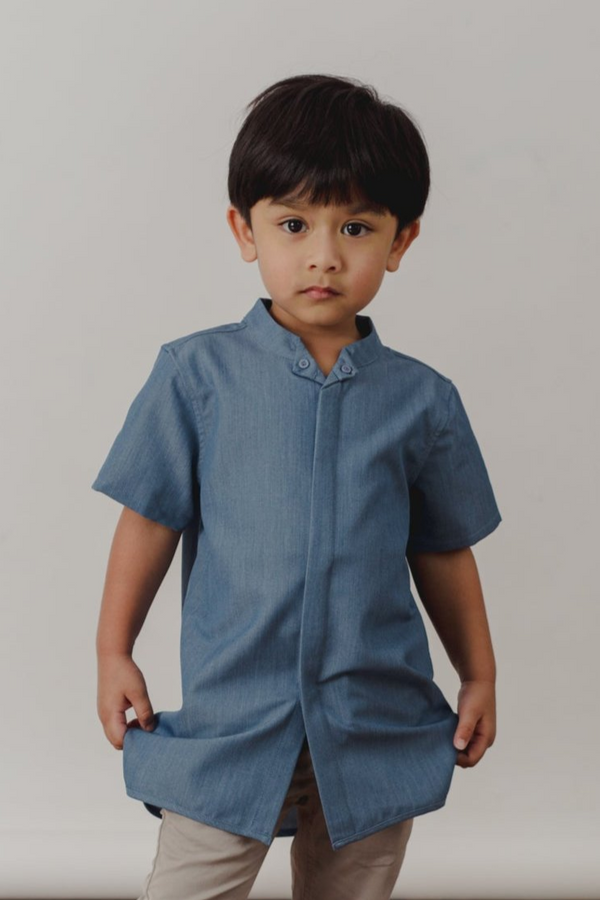 Kids AR-010 Viscose Peak Fold Collar with Curved Hem Shirt