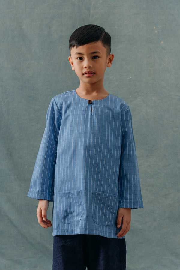 Kids AR-017 Round Neck Checkered Kurta